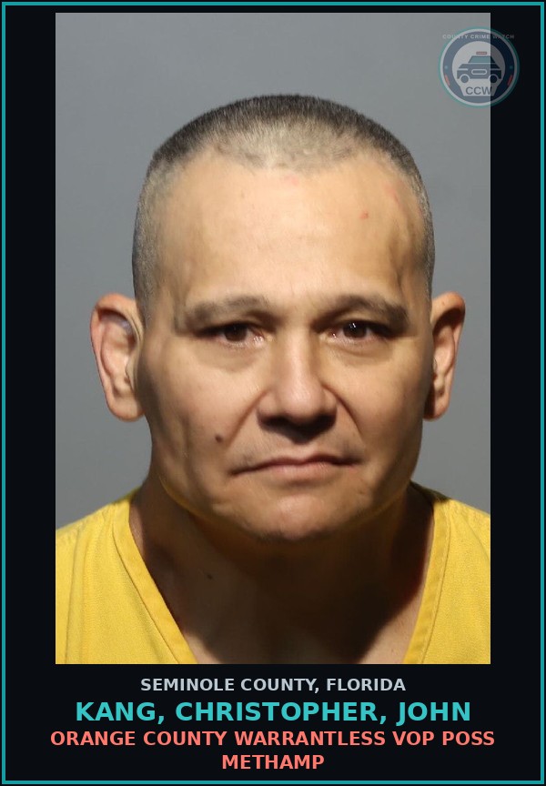 Booking mugshot of KANG, CHRISTOPHER, JOHN in Seminole County