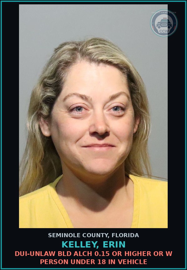 Booking mugshot of KELLEY, ERIN in Seminole County