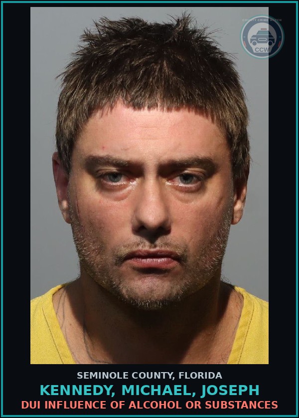 Booking mugshot of KENNEDY, MICHAEL, JOSEPH in Seminole County