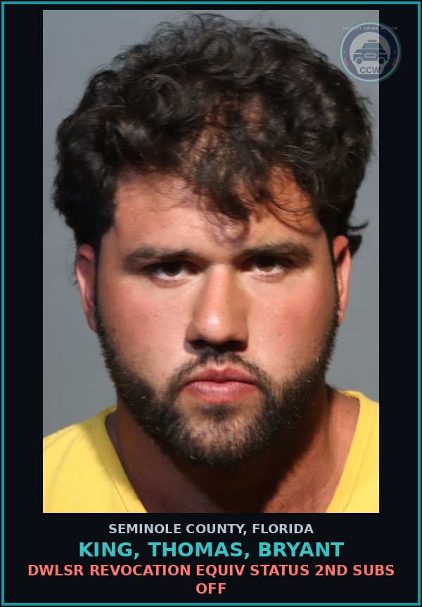 Booking mugshot of KING, THOMAS, BRYANT in Seminole County