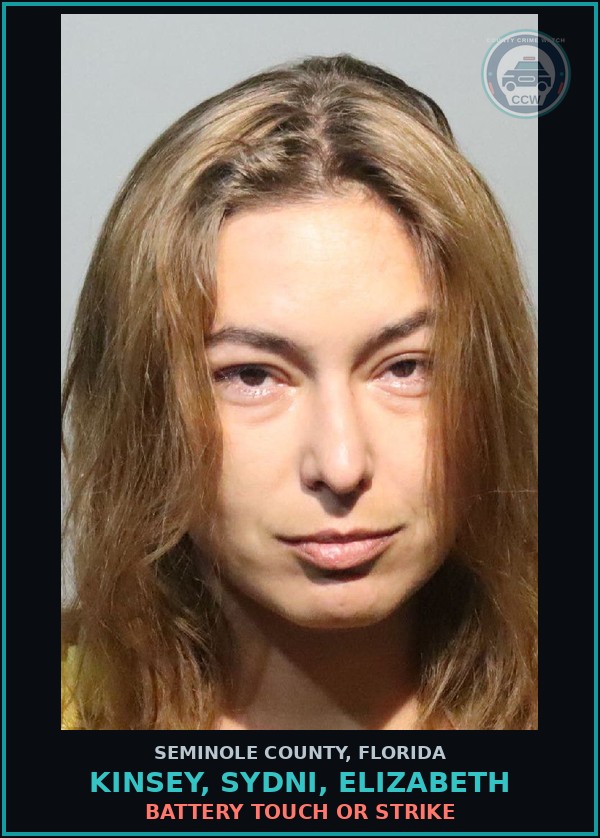 Booking mugshot of KINSEY, SYDNI, ELIZABETH in Seminole County