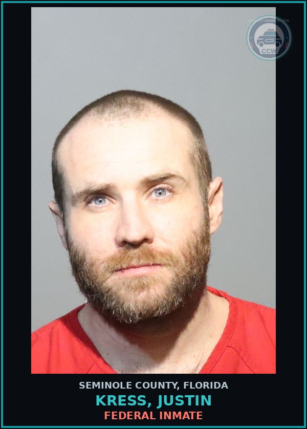 Booking mugshot of KRESS, JUSTIN in Seminole County