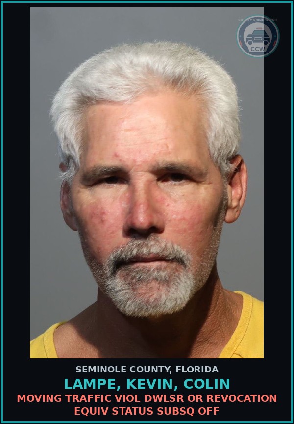 Booking mugshot of LAMPE, KEVIN, COLIN in Seminole County
