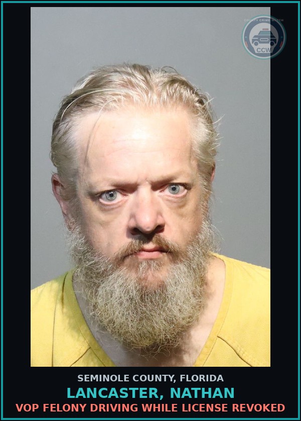 Booking mugshot of LANCASTER, NATHAN in Seminole County