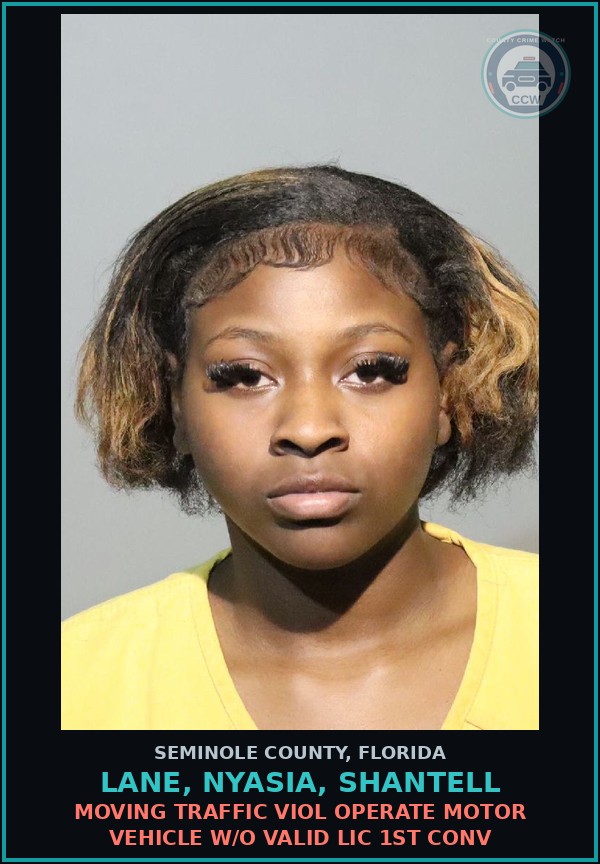 Booking mugshot of LANE, NYASIA, SHANTELL in Seminole County