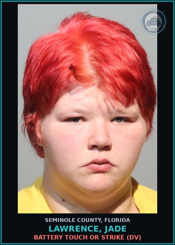 Booking mugshot of LAWRENCE, JADE in Seminole County