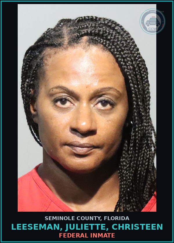 Booking mugshot of LEESEMAN, JULIETTE, CHRISTEEN in Seminole County