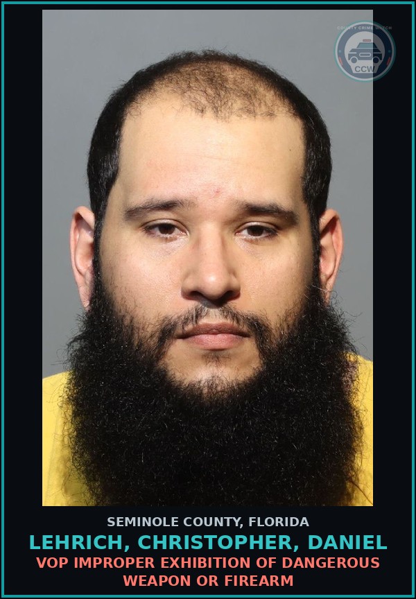 Booking mugshot of LEHRICH, CHRISTOPHER, DANIEL in Seminole County