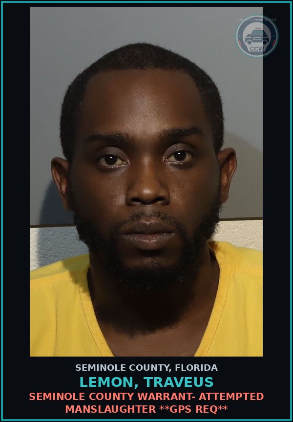 Booking mugshot of LEMON, TRAVEUS in Seminole County