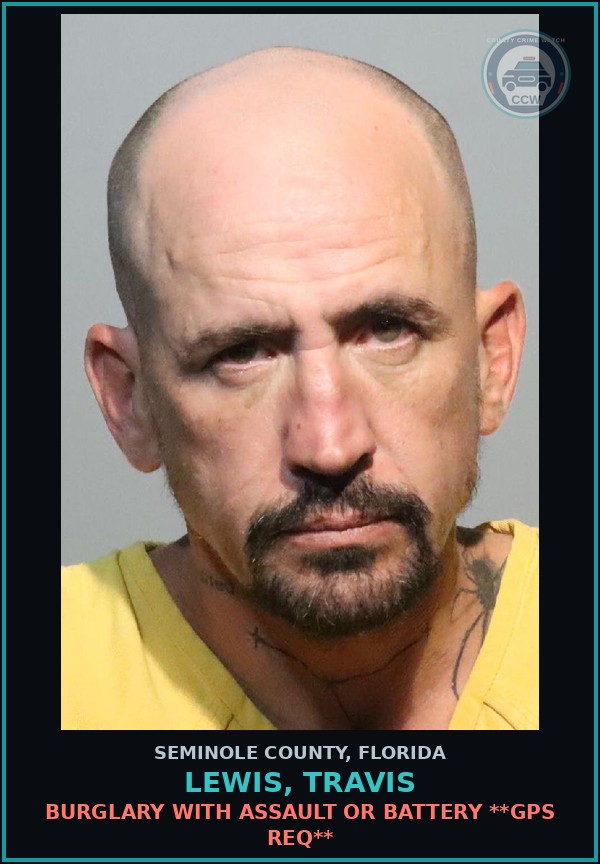 Booking mugshot of LEWIS, TRAVIS in Seminole County