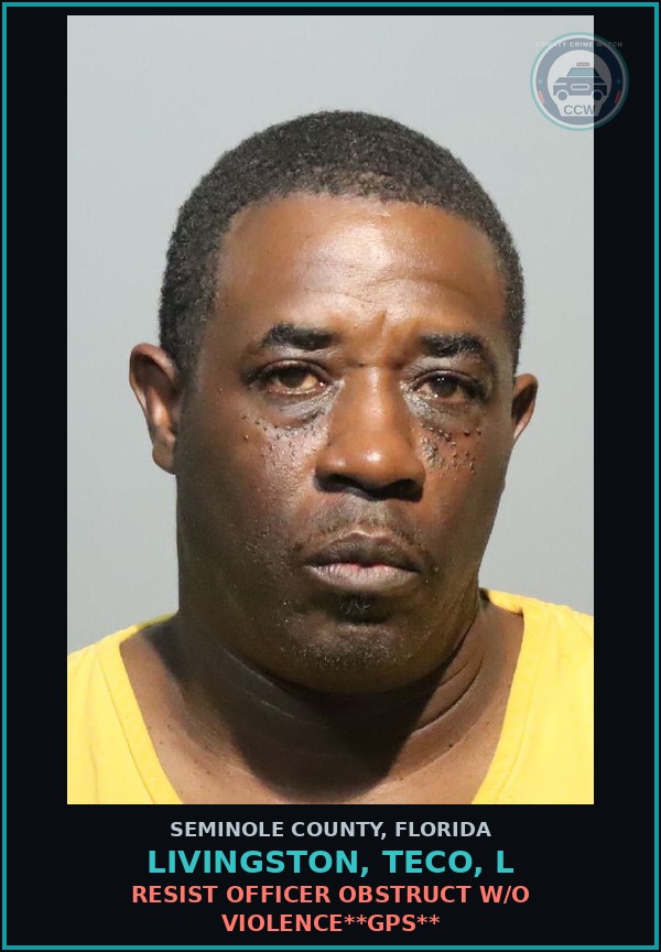 Booking mugshot of LIVINGSTON, TECO, L in Seminole County