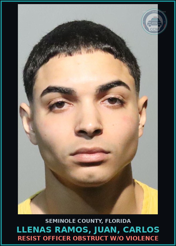 Booking mugshot of LLENAS RAMOS, JUAN, CARLOS in Seminole County