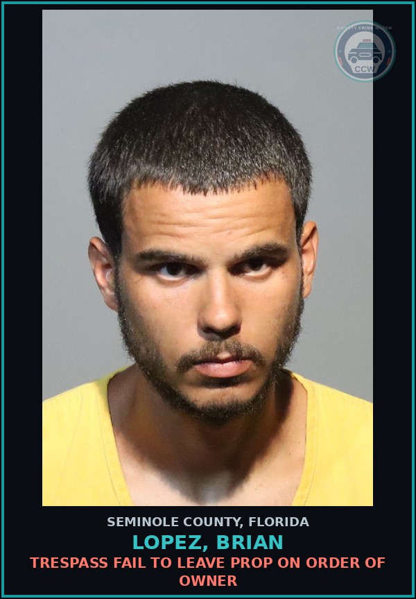 Booking mugshot of LOPEZ, BRIAN in Seminole County