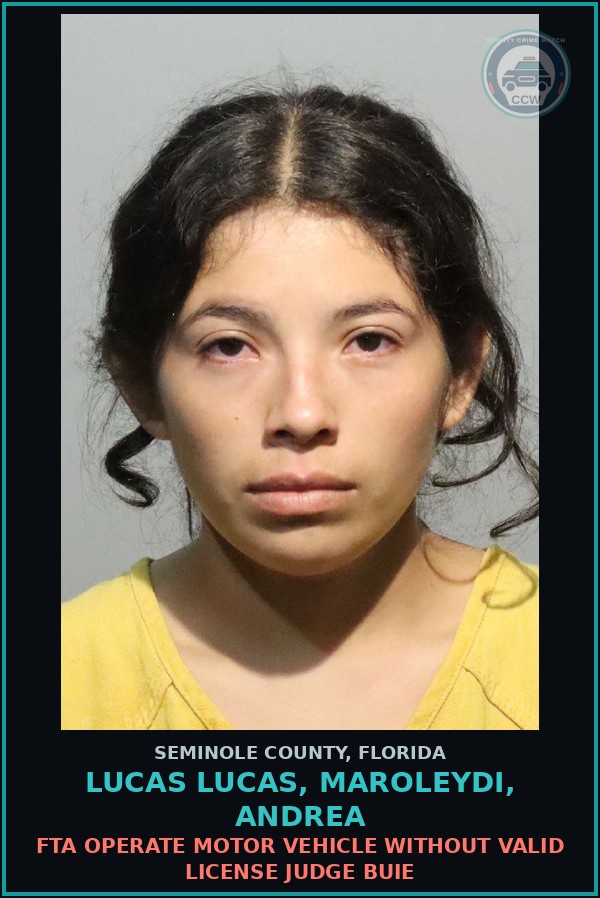 Booking mugshot of LUCAS LUCAS, MAROLEYDI, ANDREA in Seminole County