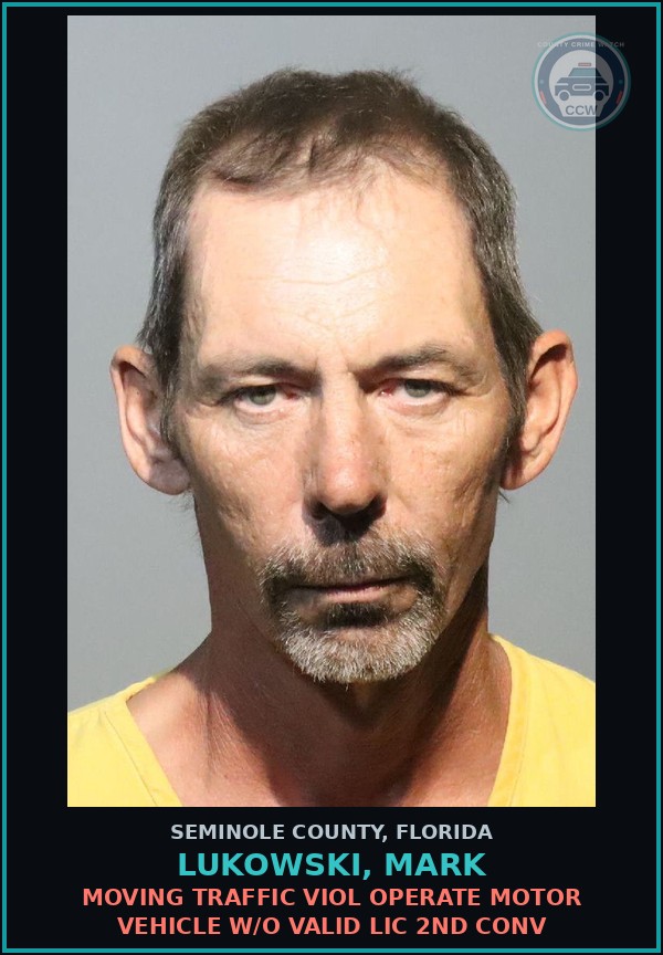Booking mugshot of LUKOWSKI, MARK in Seminole County