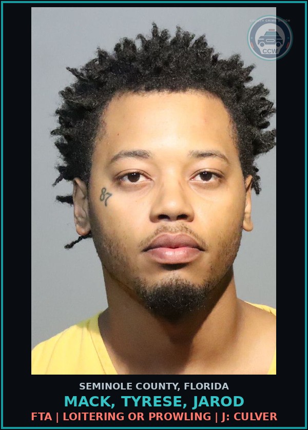 Booking mugshot of MACK, TYRESE, JAROD in Seminole County