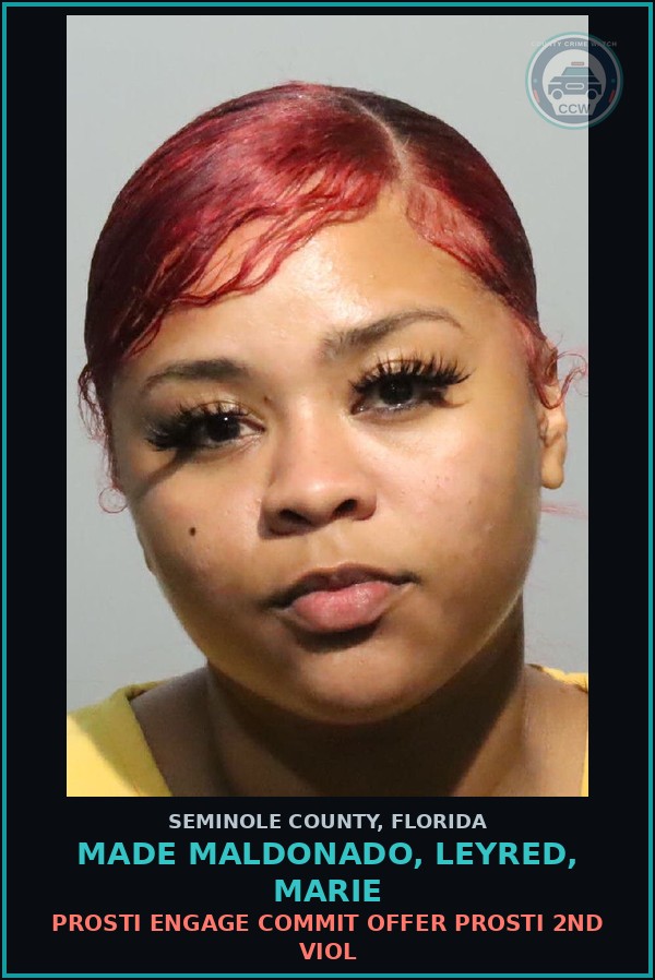 Booking mugshot of MADE MALDONADO, LEYRED, MARIE in Seminole County