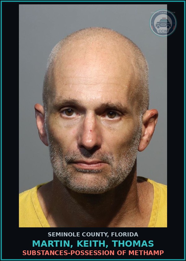 Booking mugshot of MARTIN, KEITH, THOMAS in Seminole County