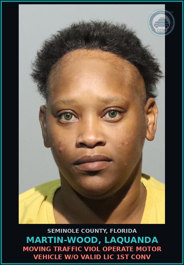 Booking mugshot of MARTIN-WOOD, LAQUANDA in Seminole County