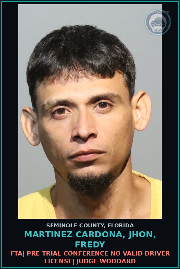 Booking mugshot of MARTINEZ CARDONA, JHON, FREDY in Seminole County