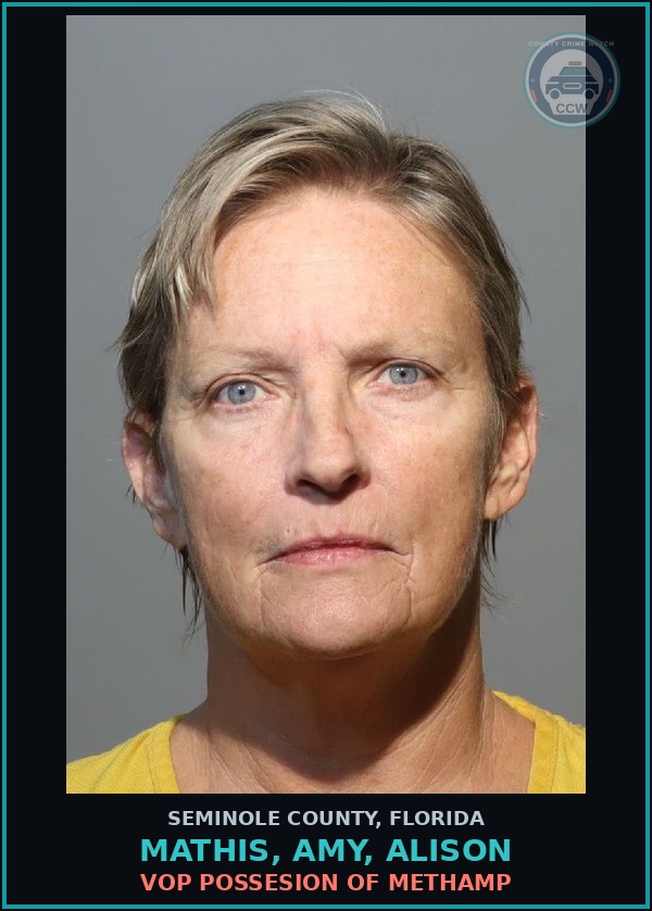 Booking mugshot of MATHIS, AMY, ALISON in Seminole County