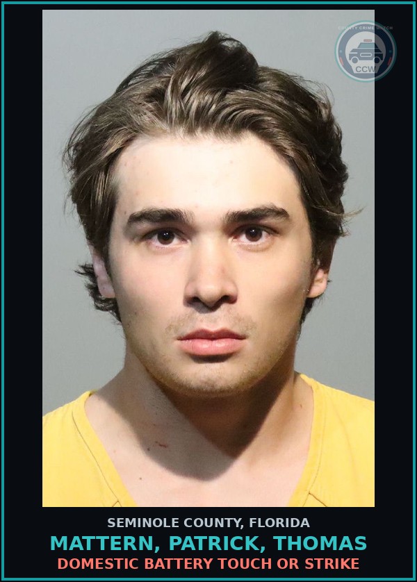 Booking mugshot of MATTERN, PATRICK, THOMAS in Seminole County