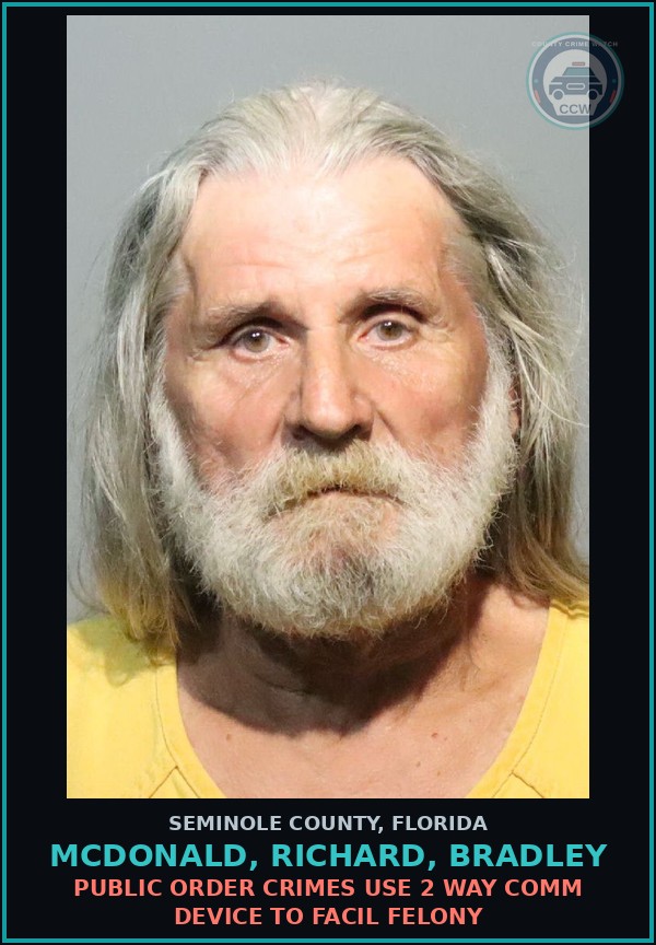 Booking mugshot of MCDONALD, RICHARD, BRADLEY in Seminole County