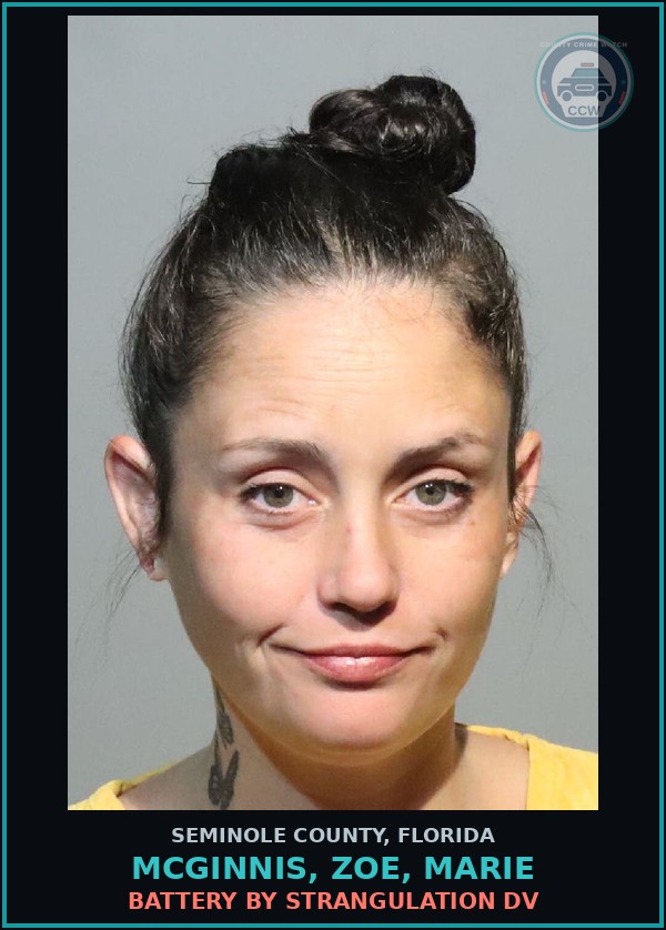 Booking mugshot of MCGINNIS, ZOE, MARIE in Seminole County