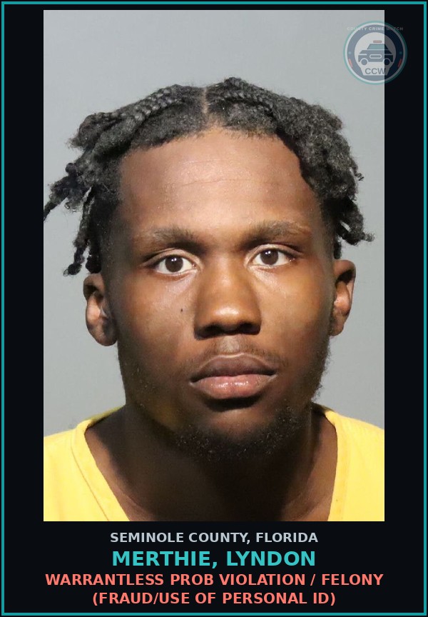 Booking mugshot of MERTHIE, LYNDON in Seminole County