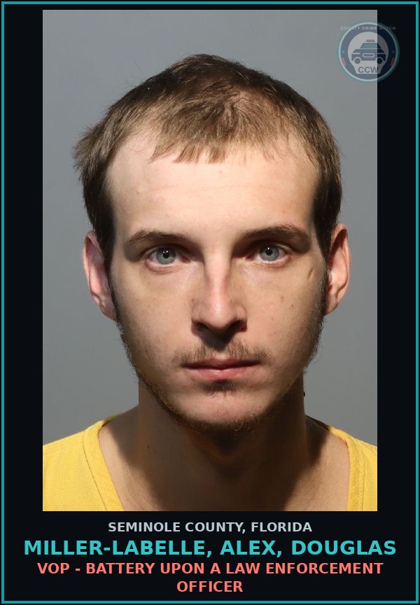 Booking mugshot of MILLER-LABELLE, ALEX, DOUGLAS in Seminole County
