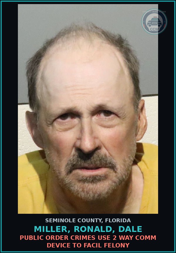 Booking mugshot of MILLER, RONALD, DALE in Seminole County