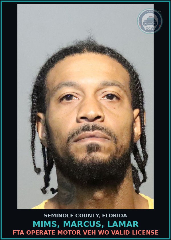 Booking mugshot of MIMS, MARCUS, LAMAR in Seminole County
