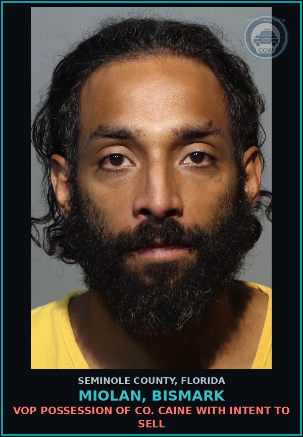 Booking mugshot of MIOLAN, BISMARK in Seminole County