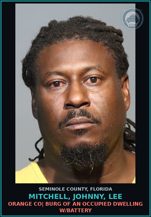 Booking mugshot of MITCHELL, JOHNNY, LEE in Seminole County