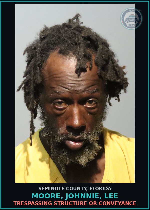 Booking mugshot of MOORE, JOHNNIE, LEE in Seminole County
