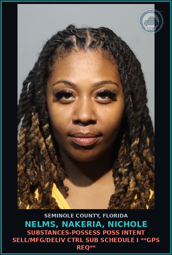 Booking mugshot of NELMS, NAKERIA, NICHOLE in Seminole County