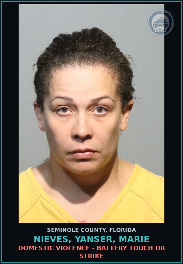 Booking mugshot of NIEVES, YANSER, MARIE in Seminole County