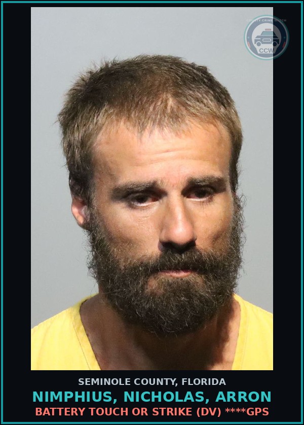 Booking mugshot of NIMPHIUS, NICHOLAS, ARRON in Seminole County