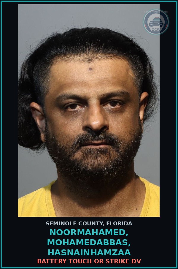Booking mugshot of NOORMAHAMED, MOHAMEDABBAS, HASNAINHAMZAA in Seminole County