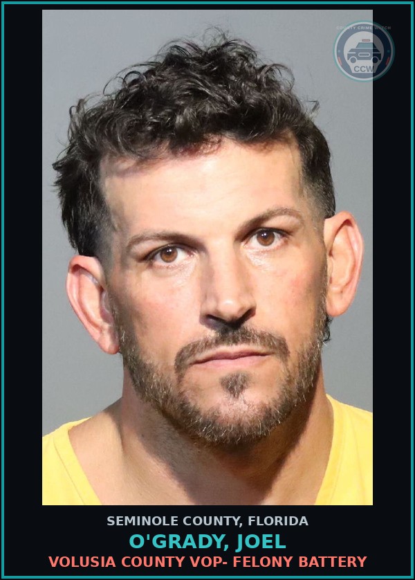 Booking mugshot of O'GRADY, JOEL in Seminole County