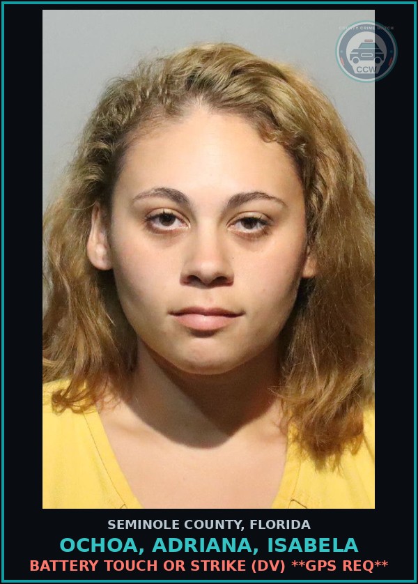 Booking mugshot of OCHOA, ADRIANA, ISABELA in Seminole County