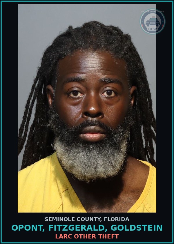 Booking mugshot of OPONT, FITZGERALD, GOLDSTEIN in Seminole County