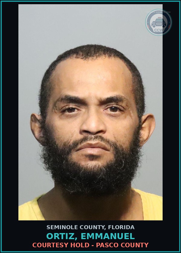 Booking mugshot of ORTIZ, EMMANUEL in Seminole County