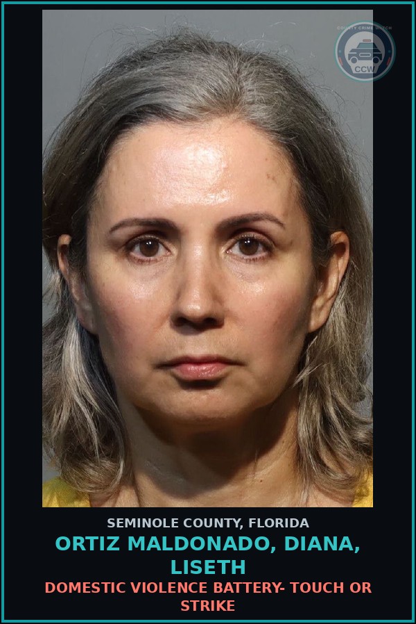 Booking mugshot of ORTIZ MALDONADO, DIANA, LISETH in Seminole County