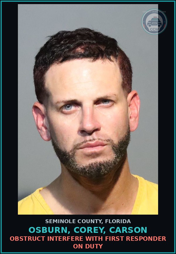 Booking mugshot of OSBURN, COREY, CARSON in Seminole County