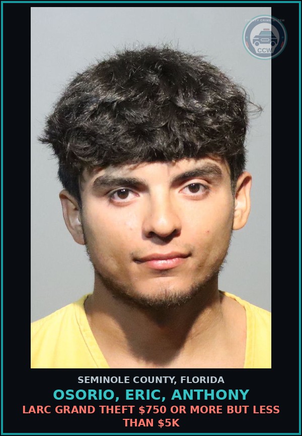 Booking mugshot of OSORIO, ERIC, ANTHONY in Seminole County
