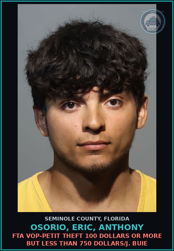 Booking mugshot of OSORIO, ERIC, ANTHONY in Seminole County