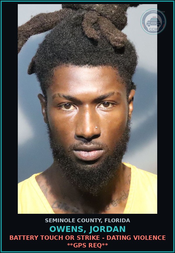Booking mugshot of OWENS, JORDAN in Seminole County