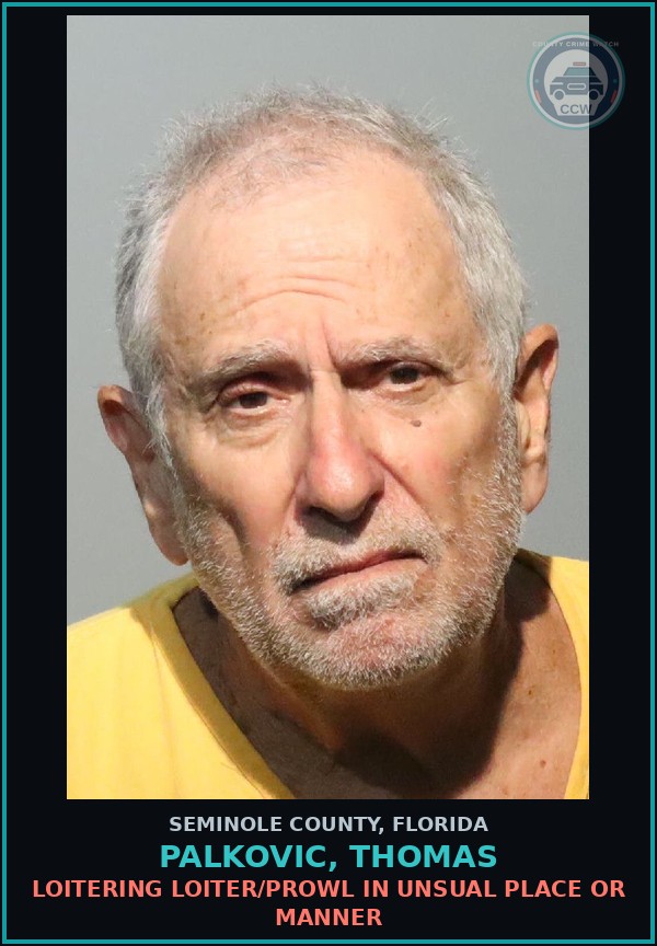 Booking mugshot of PALKOVIC, THOMAS in Seminole County
