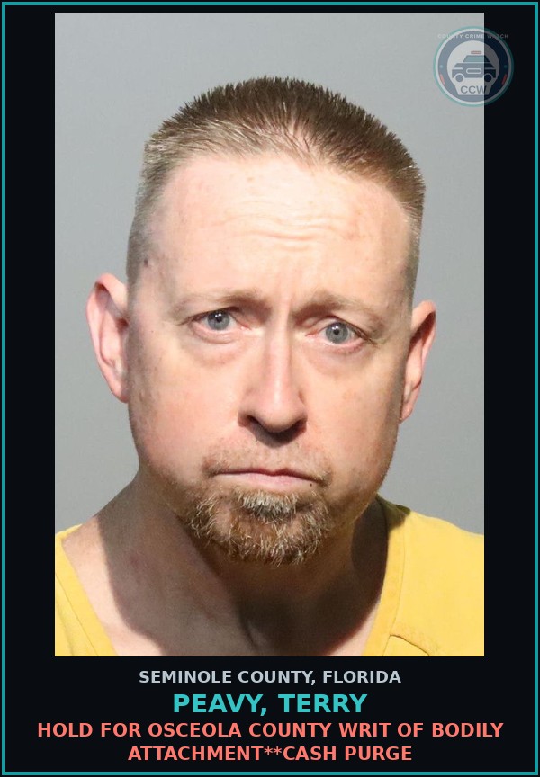Booking mugshot of PEAVY, TERRY in Seminole County